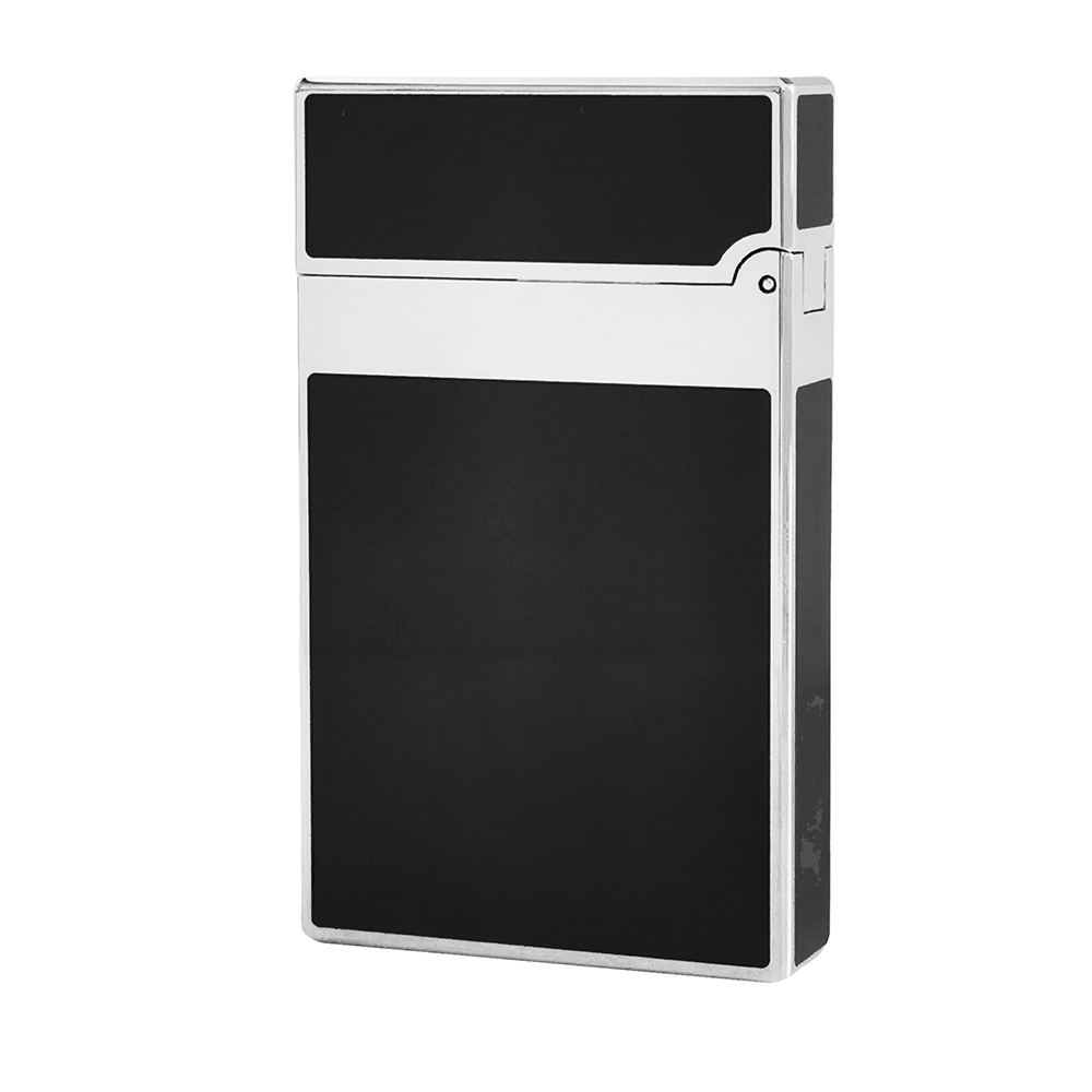 Slant Fire ST Dupont Ligne 2 Lighter Black Lacquer - Detail View