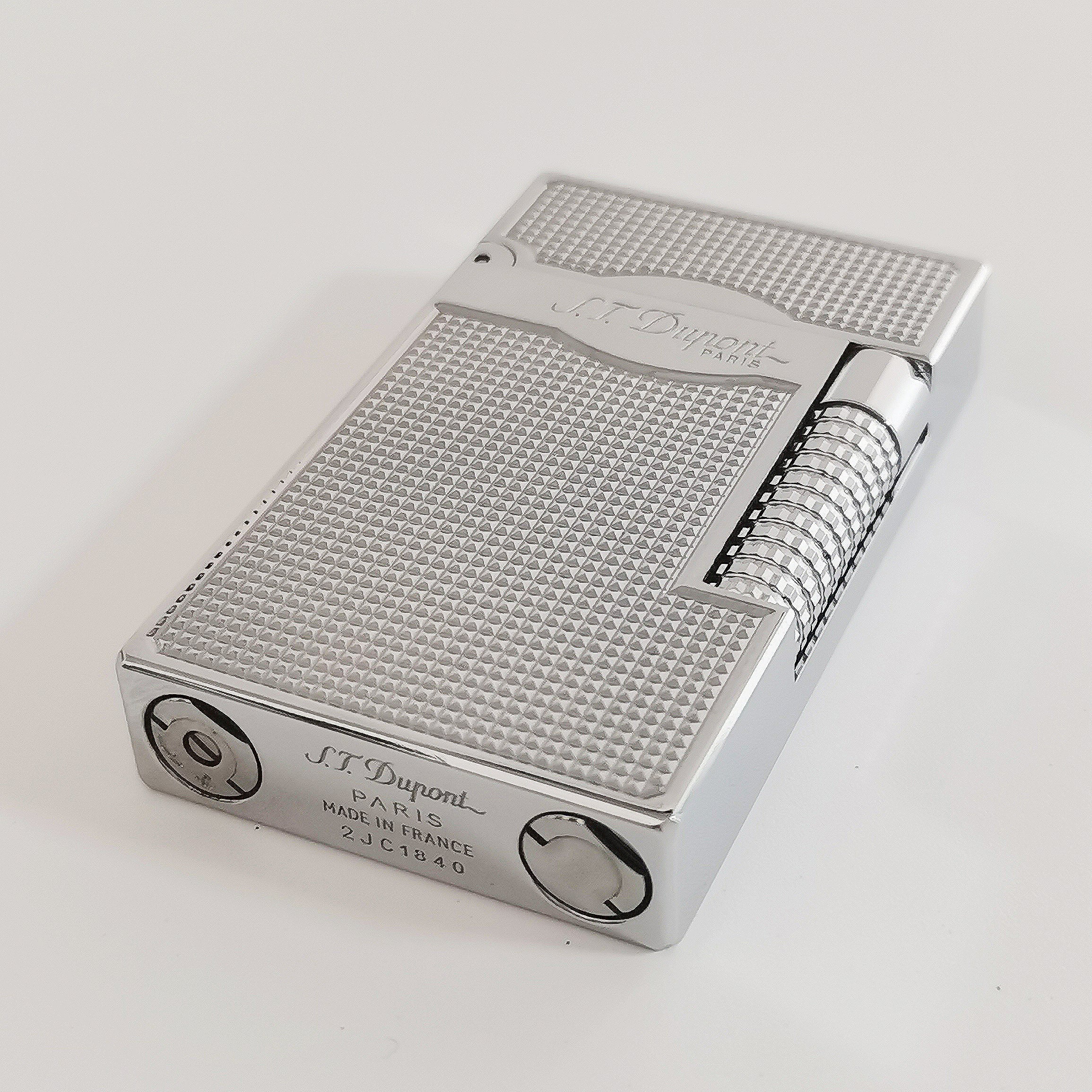 Double Flames Lattice Dupont Lighter Brass - View 8