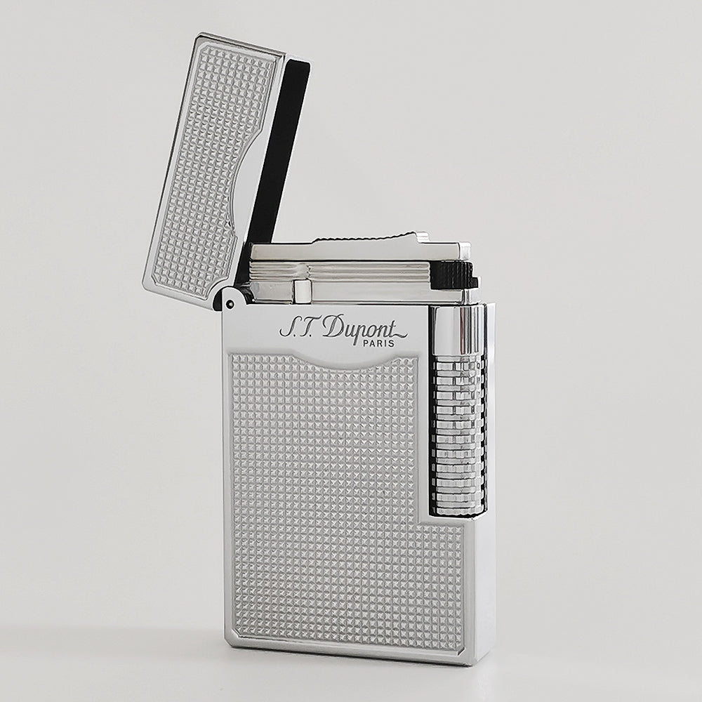 Double Flames Lattice Dupont Lighter Brass - View 10