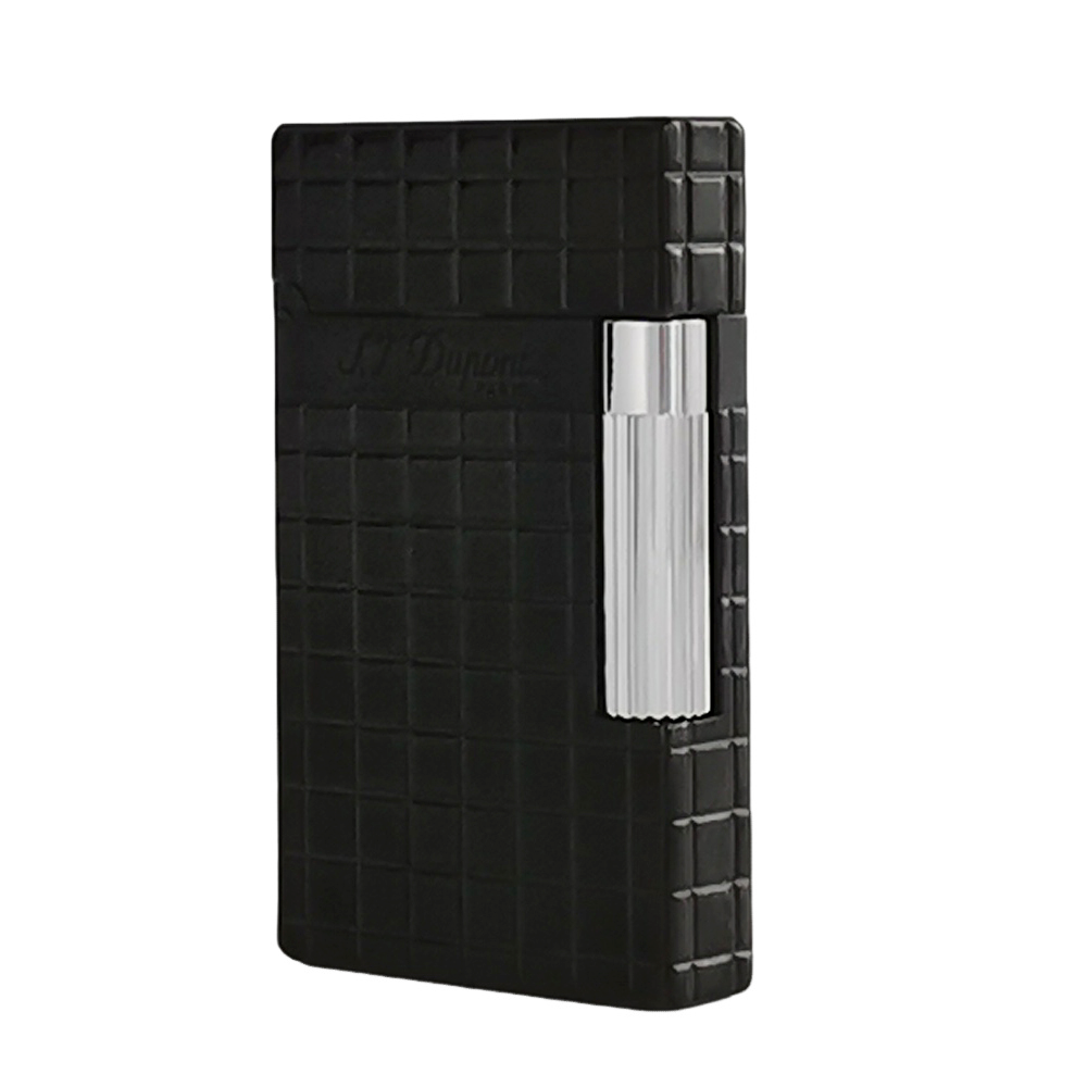 ST Dupont Lighter Ligne 2 Engraving Square Lattice - Black - Close-up