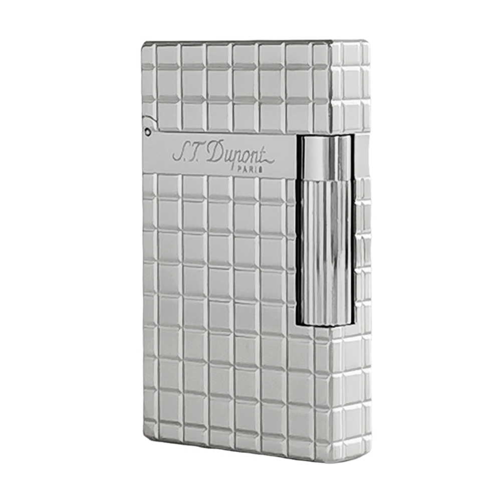 ST Dupont Lighter Ligne 2 Engraving Square Lattice - Silver - Front View