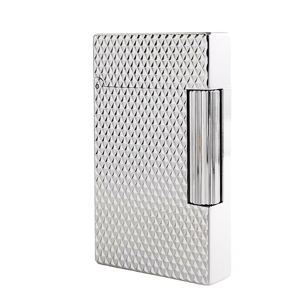 ST Dupont L2 New Diamond Style Engraving Lighter - Silver - Front View