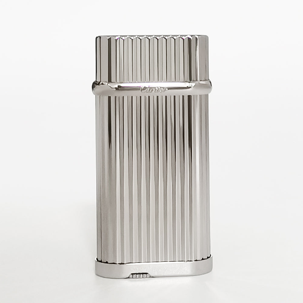Cartier Lighter Classic Vertical Stripe Design - Silver - Back View