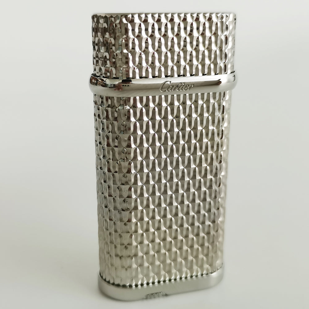 Cartier DE PARIS Gas Lighter Special Engraved Pattern - Silver - Detail View