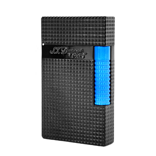 S.T. Dupont Lighter - Le Grand Dupont Diamond head Lighter - Neon Blue · Single Soft Flame - Angle View