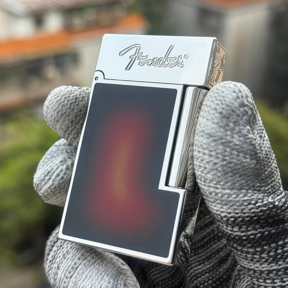 S.T. Dupont Ligne 2 Fender Anniversary Premium Silver Lighter - Angle View