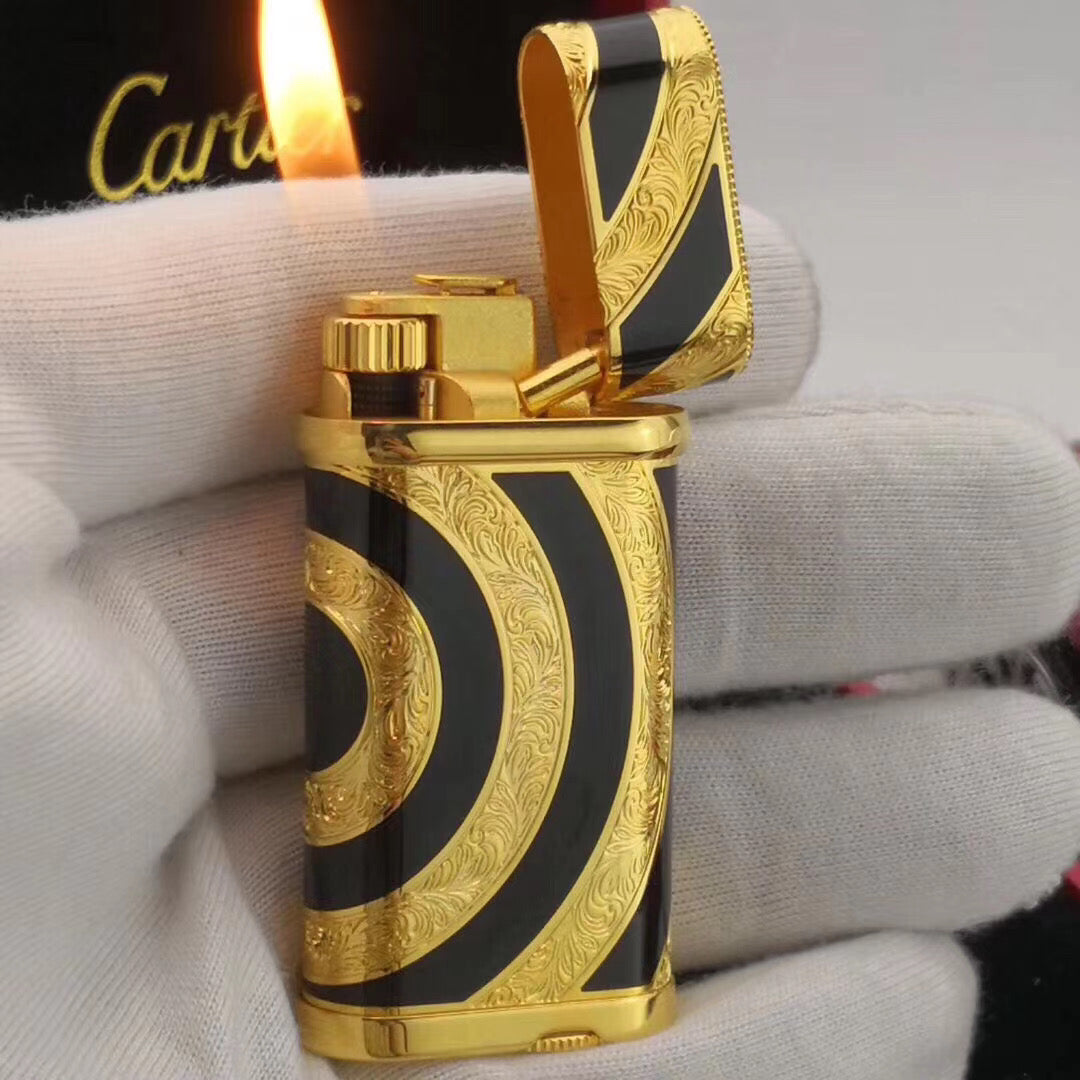 Cartier Royking Gas Lighter Gold Black Vintage - View 7