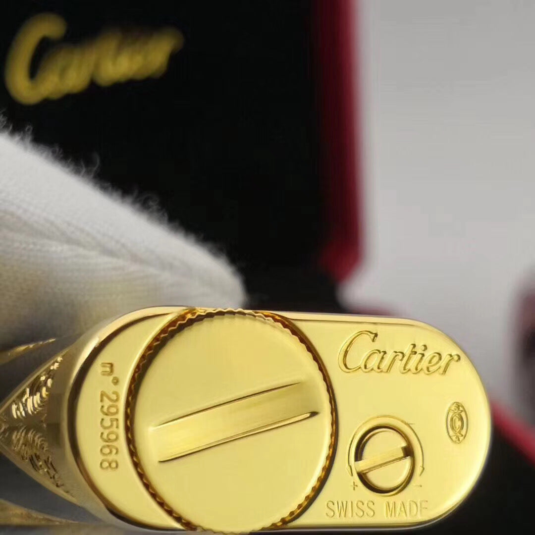 Cartier Royking Gas Lighter Gold Black Vintage - View 8