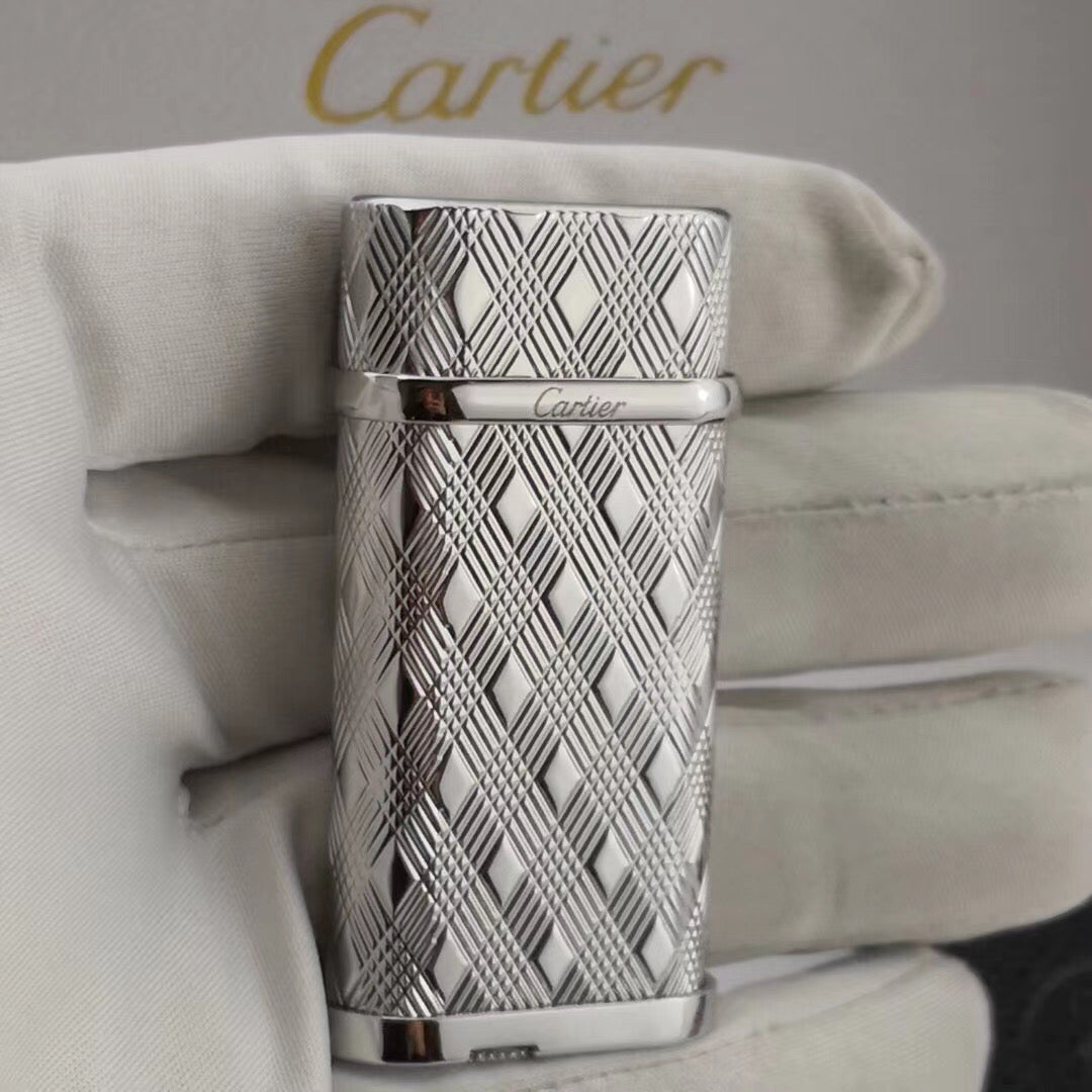 Cartier Lighter Golden Diamond Patterned - Silver - View 7