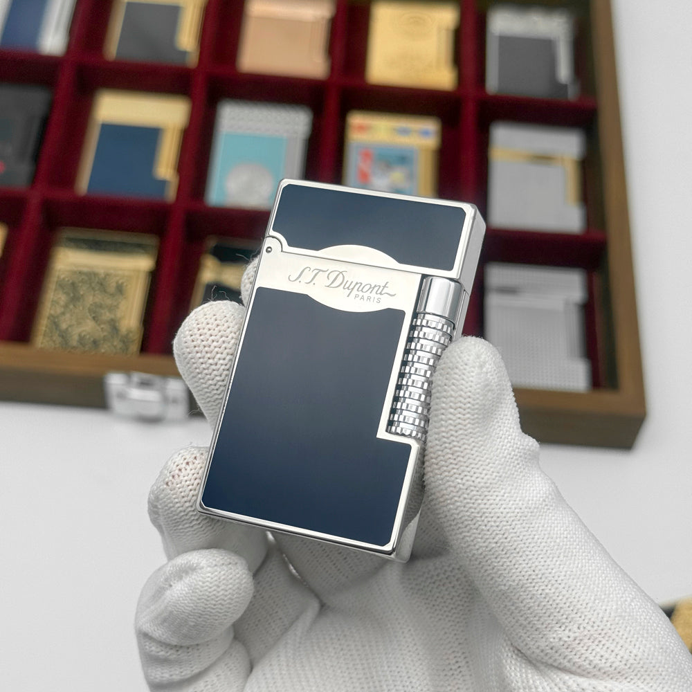 New Dial Wheel Black Classic Paint S.T. Dupont Lighter #128 Black & Blue - View 16