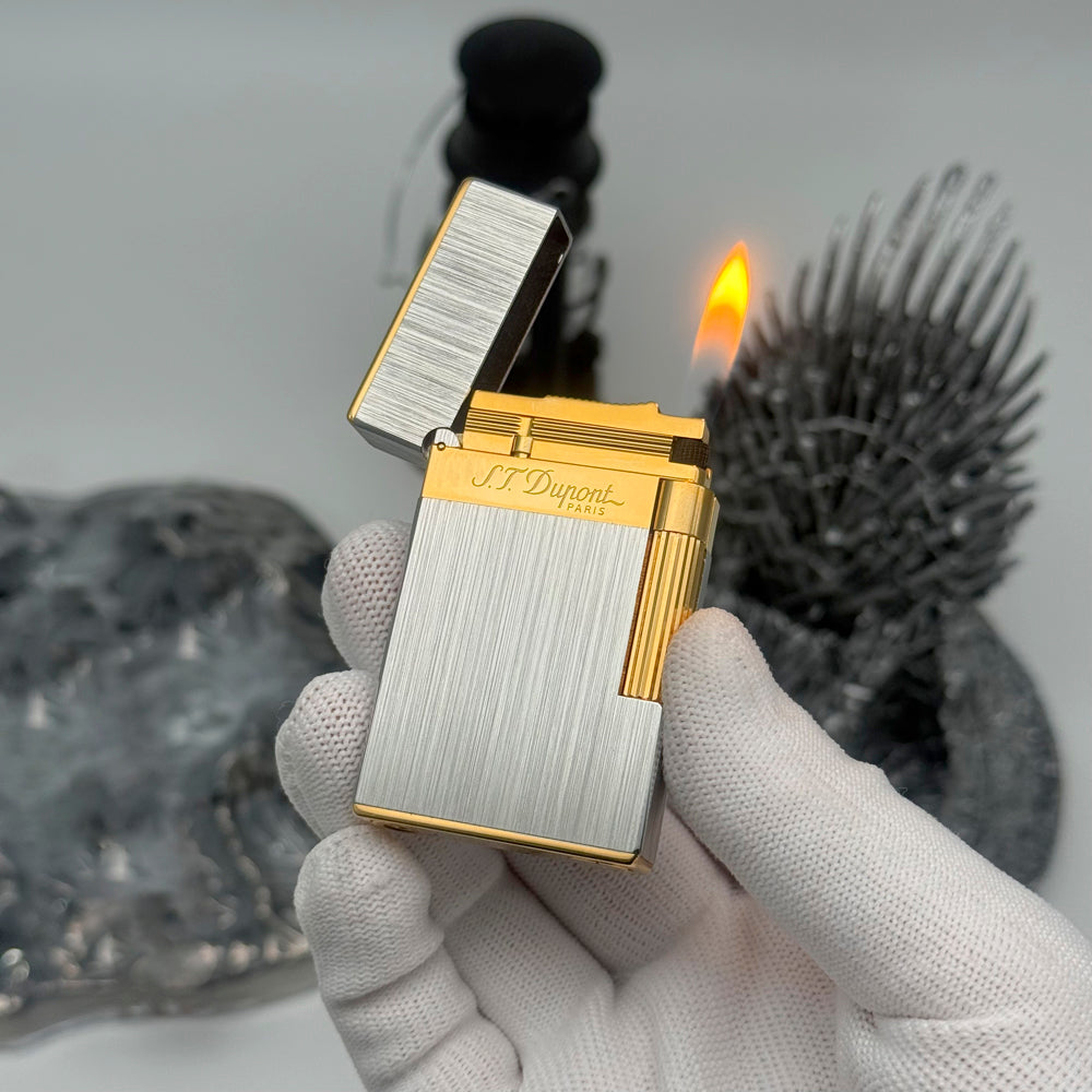 NEW Wide Brass Brushed S.T.Dupont Metal Lighter - View 21