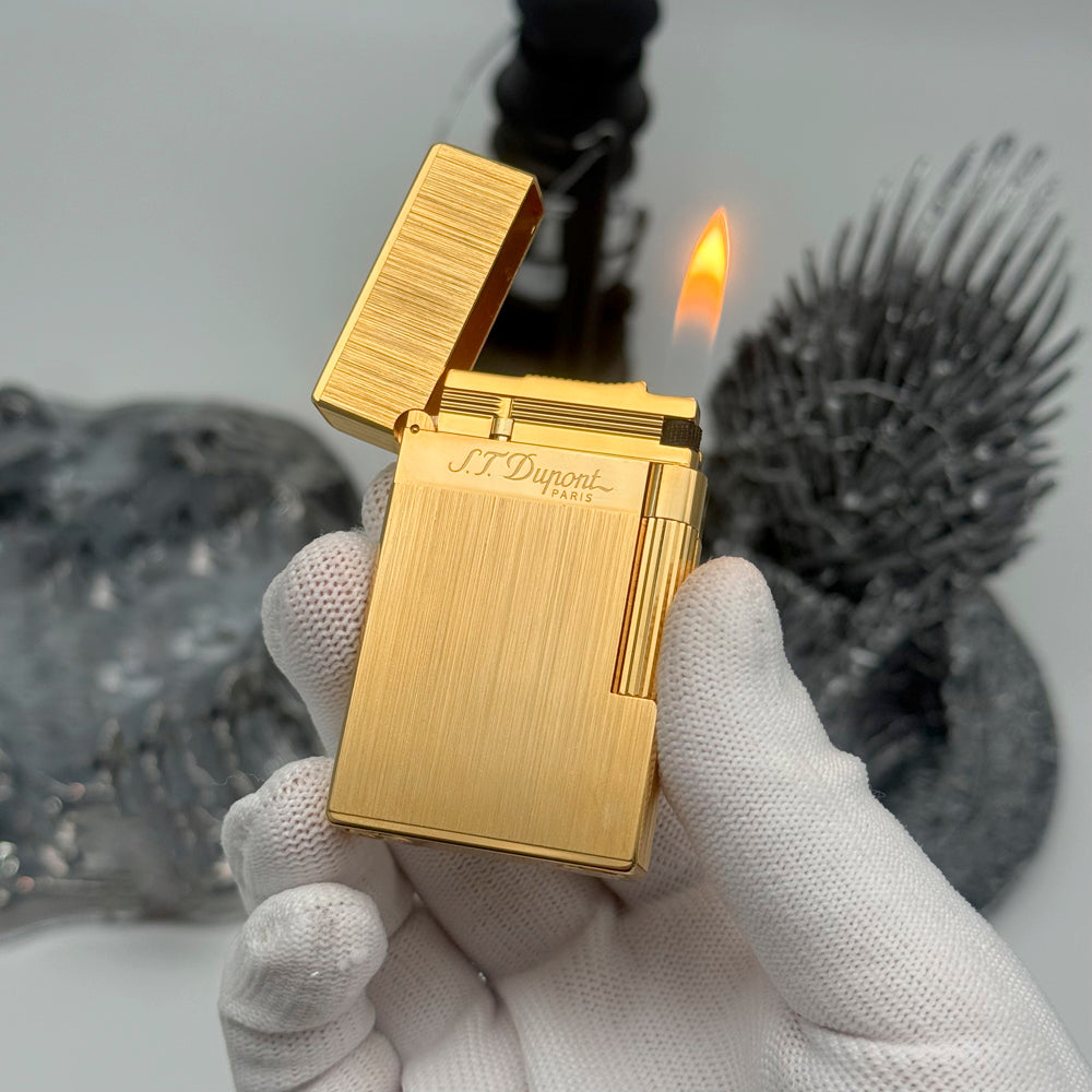 NEW Wide Brass Brushed S.T.Dupont Metal Lighter - View 22