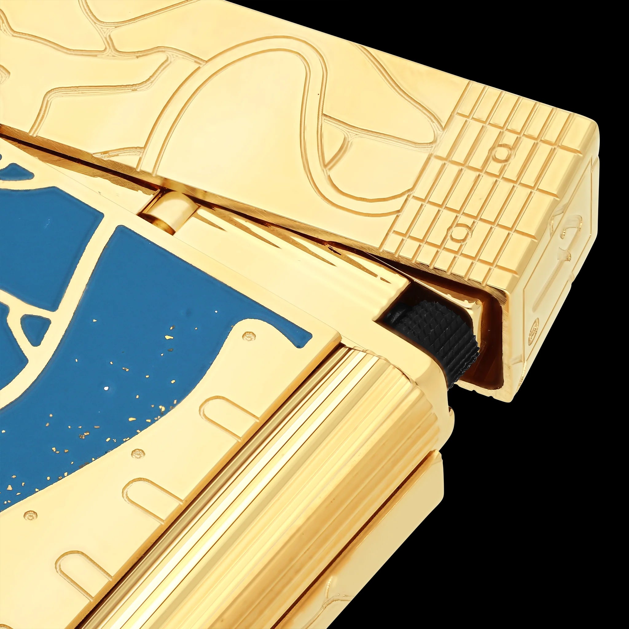 Double Flame S.T. Dupont Ligne 2 Fender Lacquered Gold Lighter - View 10