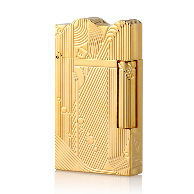 Sleeping Mermaid Dupont Engraving Cigarette Lighter #029 GOLD - Gold - Front View