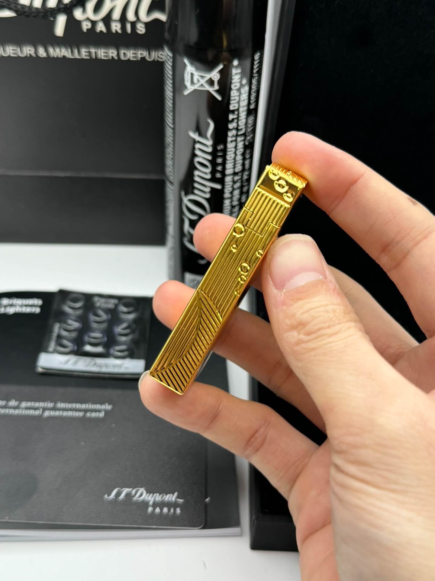 ST Dupont Ligne 2 Sleeping Mermaid Engraved Gold Lighter With Gift Box