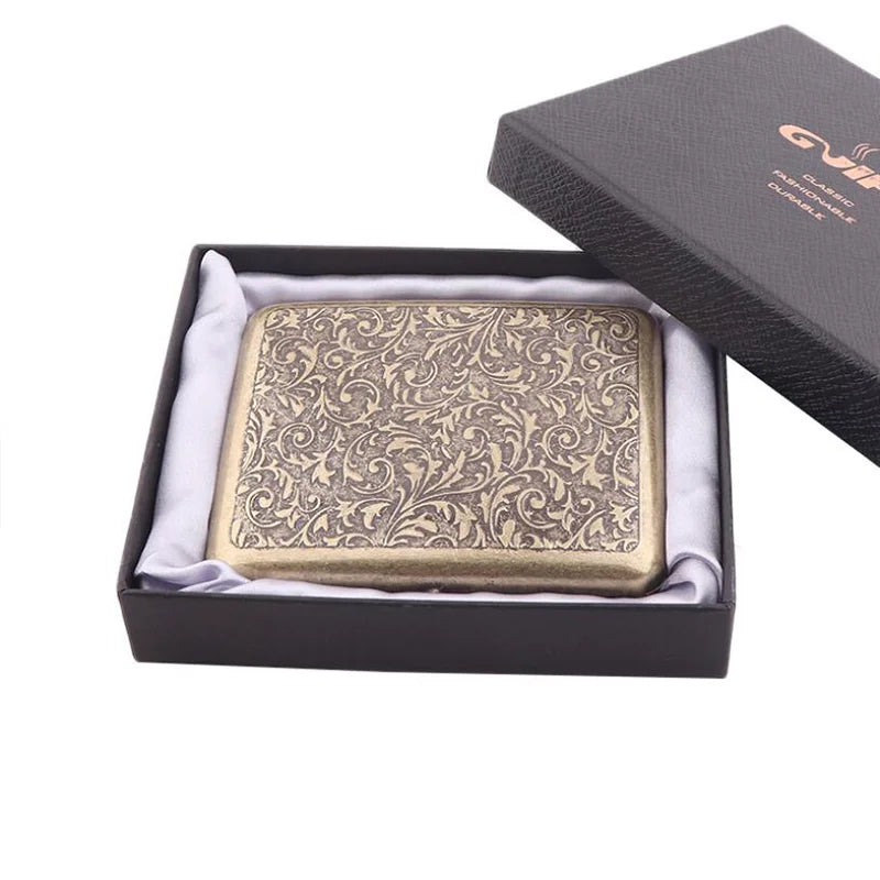 Metal Cigarette Case with Gift Box - Angle View