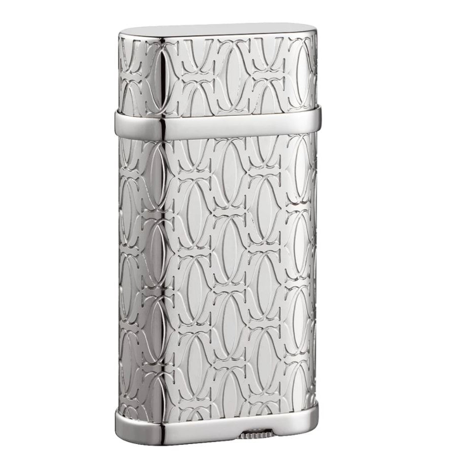 Cartier Full Body C De Engraving Metal Lighter Finish Yellow Gold - Silver - Front View