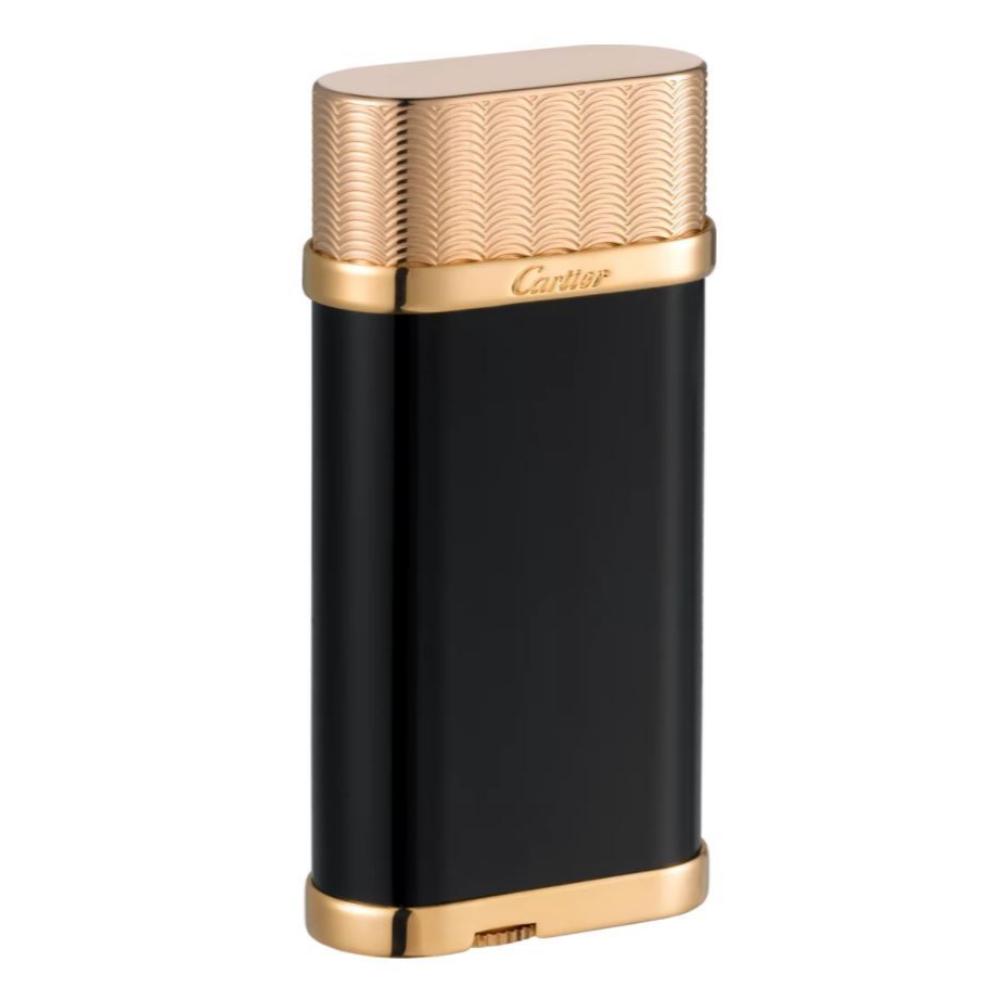 Cartier DE PARIS Lighter Black Lacquer Finish - Black with Gold - Front View