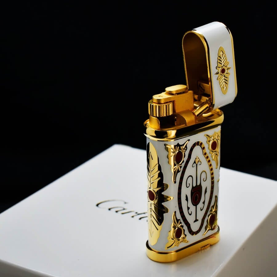 Cartier Men's White Gold-Plated Patterned Lighter - View 8