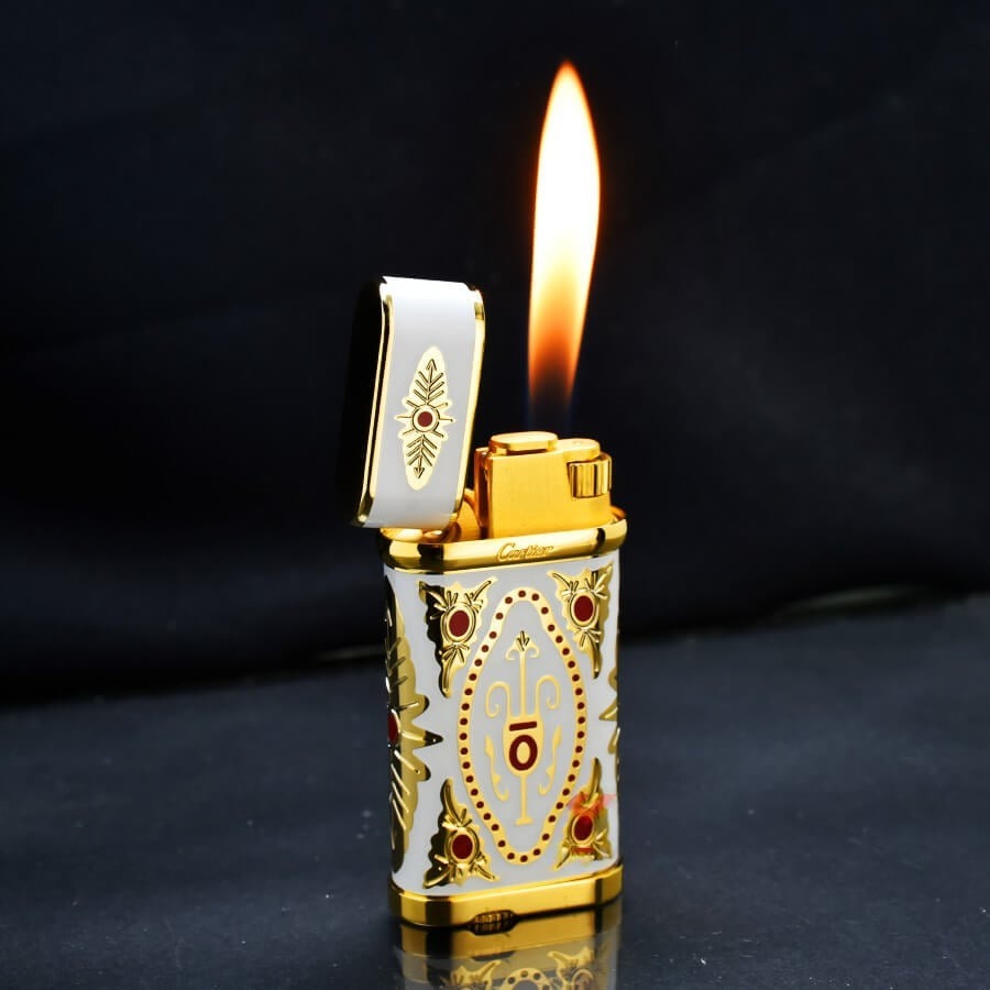 Cartier Men's White Gold-Plated Patterned Lighter - View 9