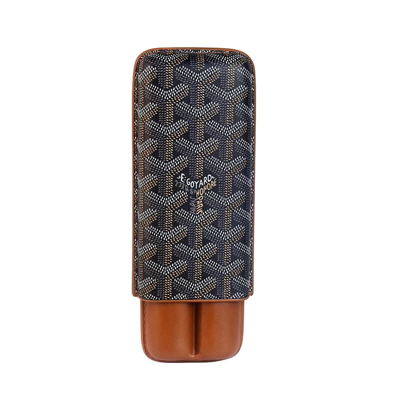 Goyard Luxury Cigar Case with Slot Holder - Brown · Two - Close-up