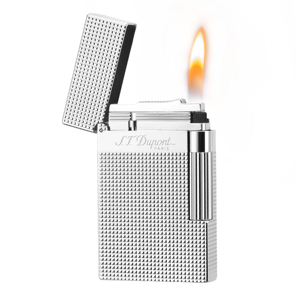 New Lattice Wide Edge S.T Dupont Ligne 2 Lighter - Silver · Single Soft Flame - View 18