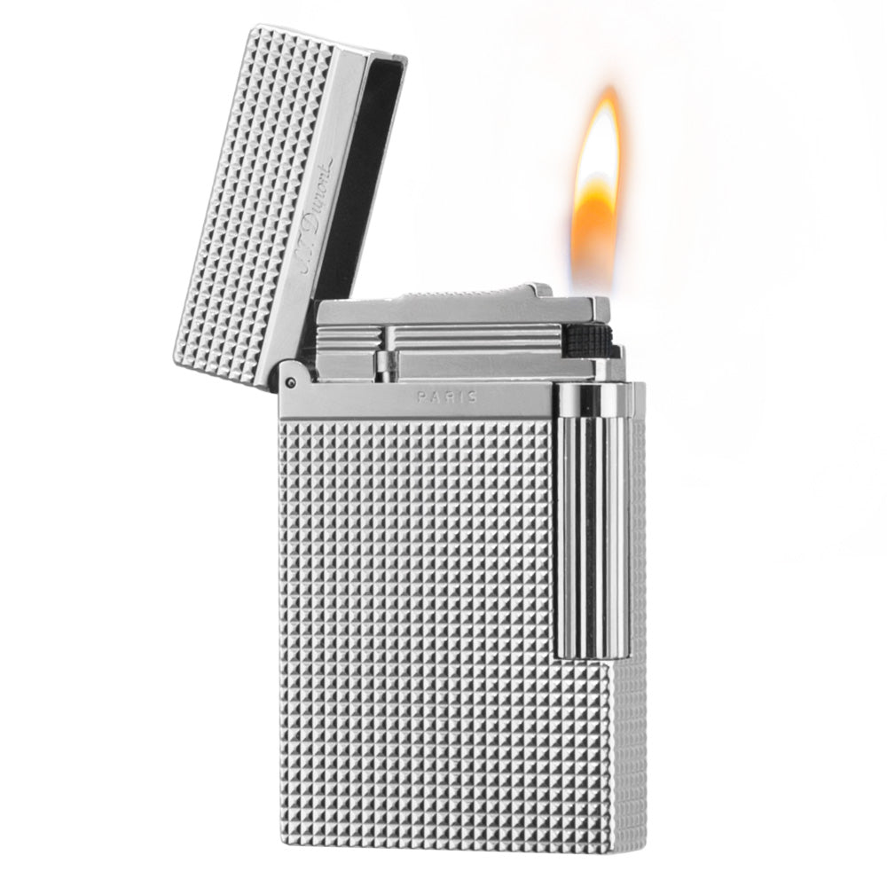 Dupont Ligne 2 Memorial Tobacco Lighter Lattice - Silver · Single soft flame - View 8