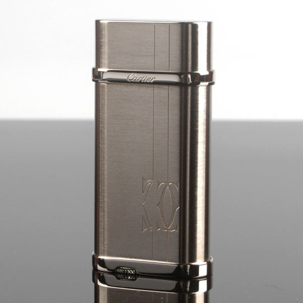 Cartier Lighter Decor Lighter Lines and Logo - Silver with Rose Gold - Side View
