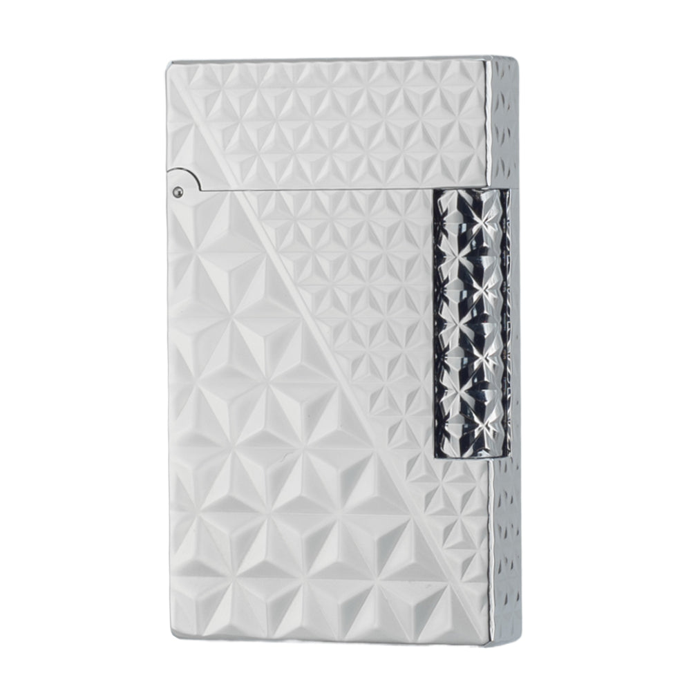 Luxury Diamond Classic S.T Dupont Lighter - Silver - Front View