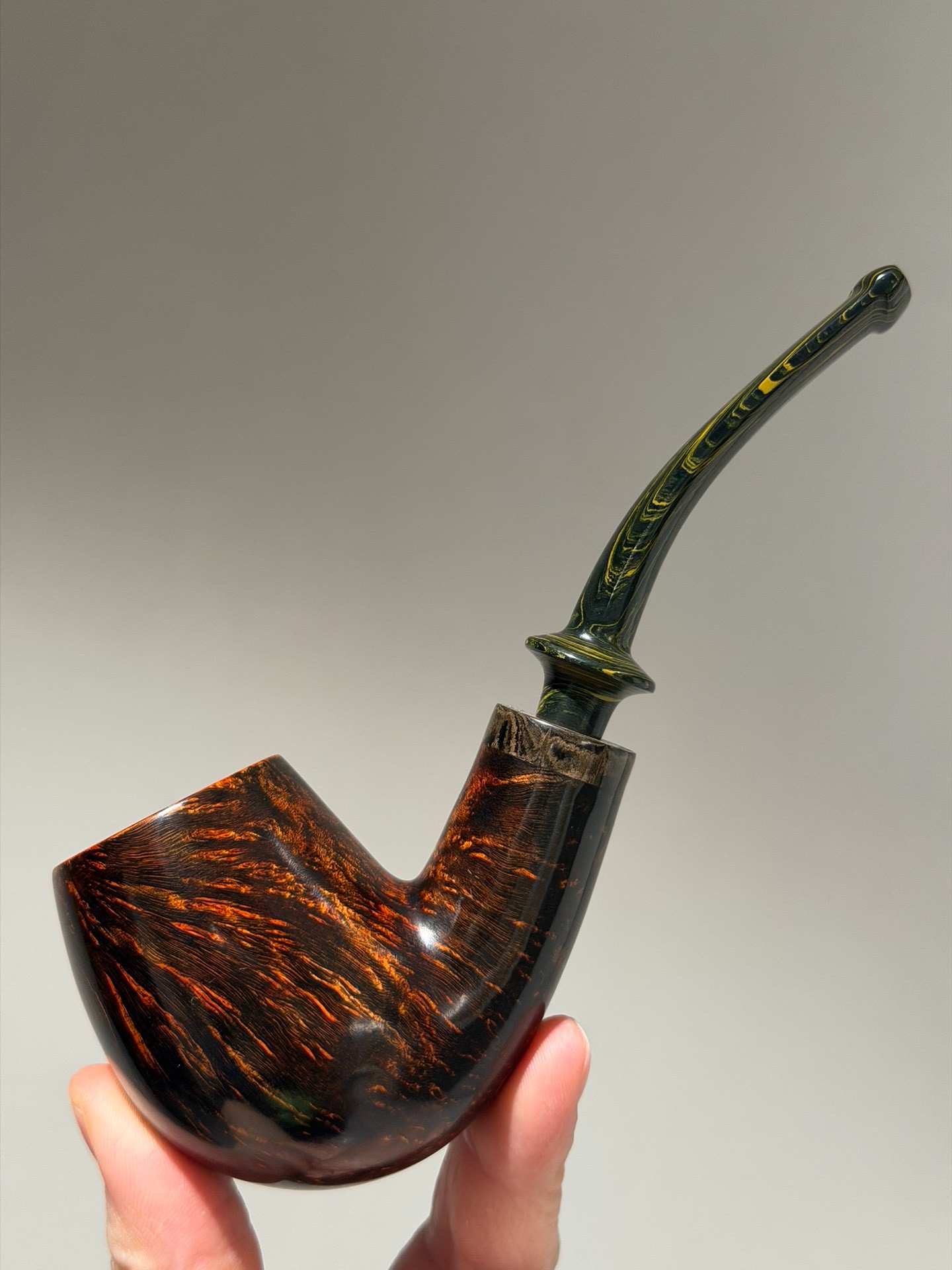 Spanish Imported Briar Holmes Pipe | Handmade Flame Grain Large Bowl Pipe