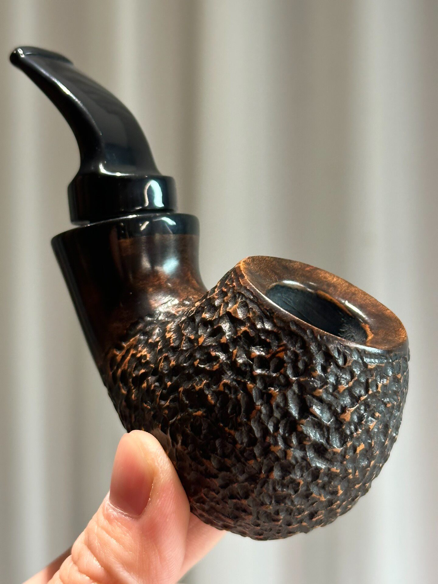 Italian Imported Briar Rusticated Apple Blowfish Pipe | Handmade Air Chamber Pipe
