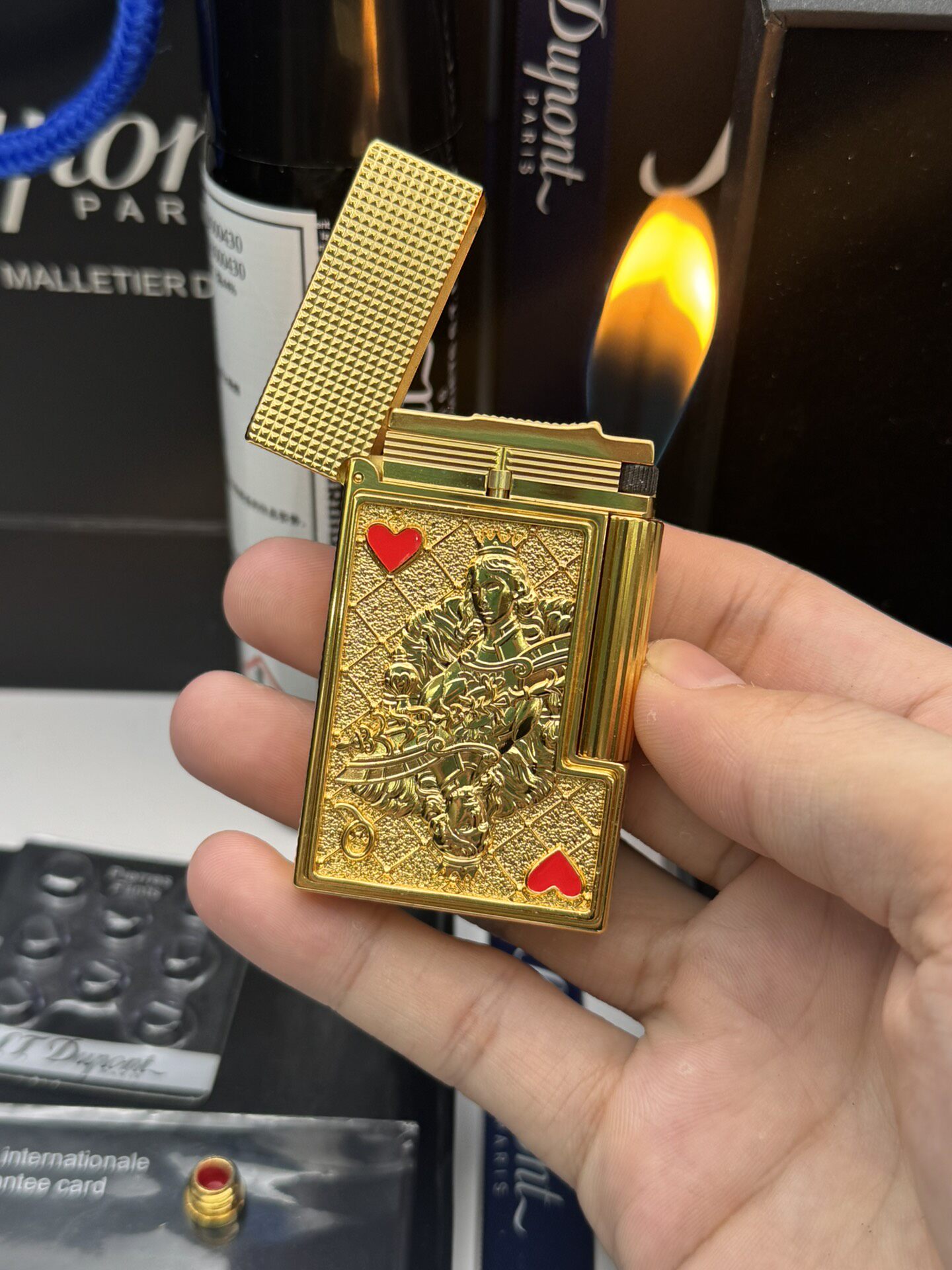 Queen of Hearts Playing Card Limited Edition Dual Flame Copper Lighter | Luxury Collectible Lighter