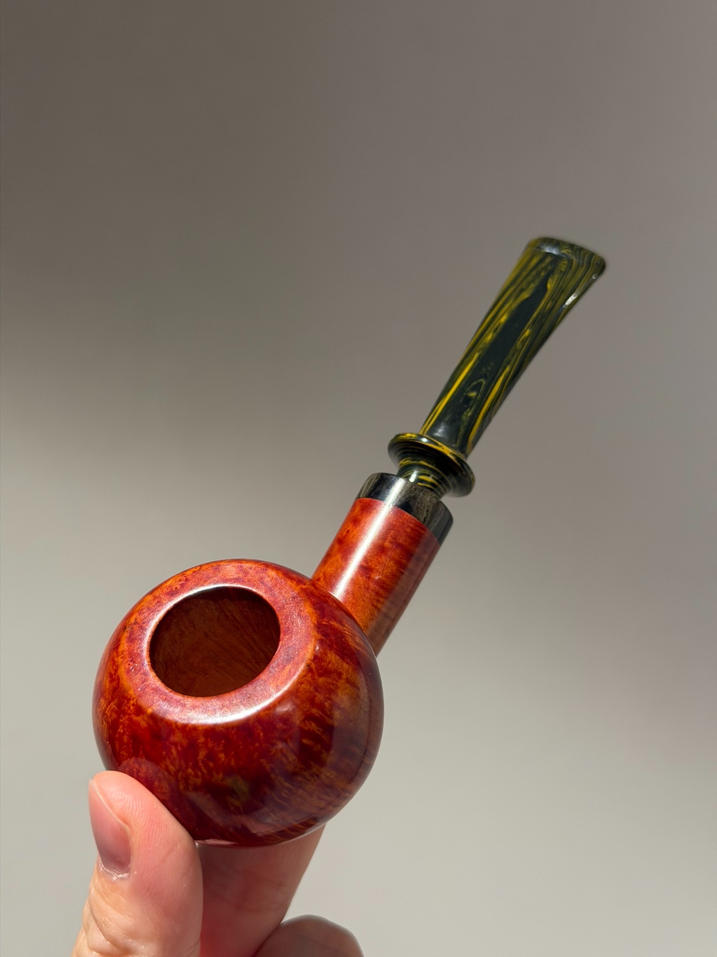 Spanish Imported Briar Apple Prince Pipe | Handmade Flame Grain & Bird's Eye Grain Pipe