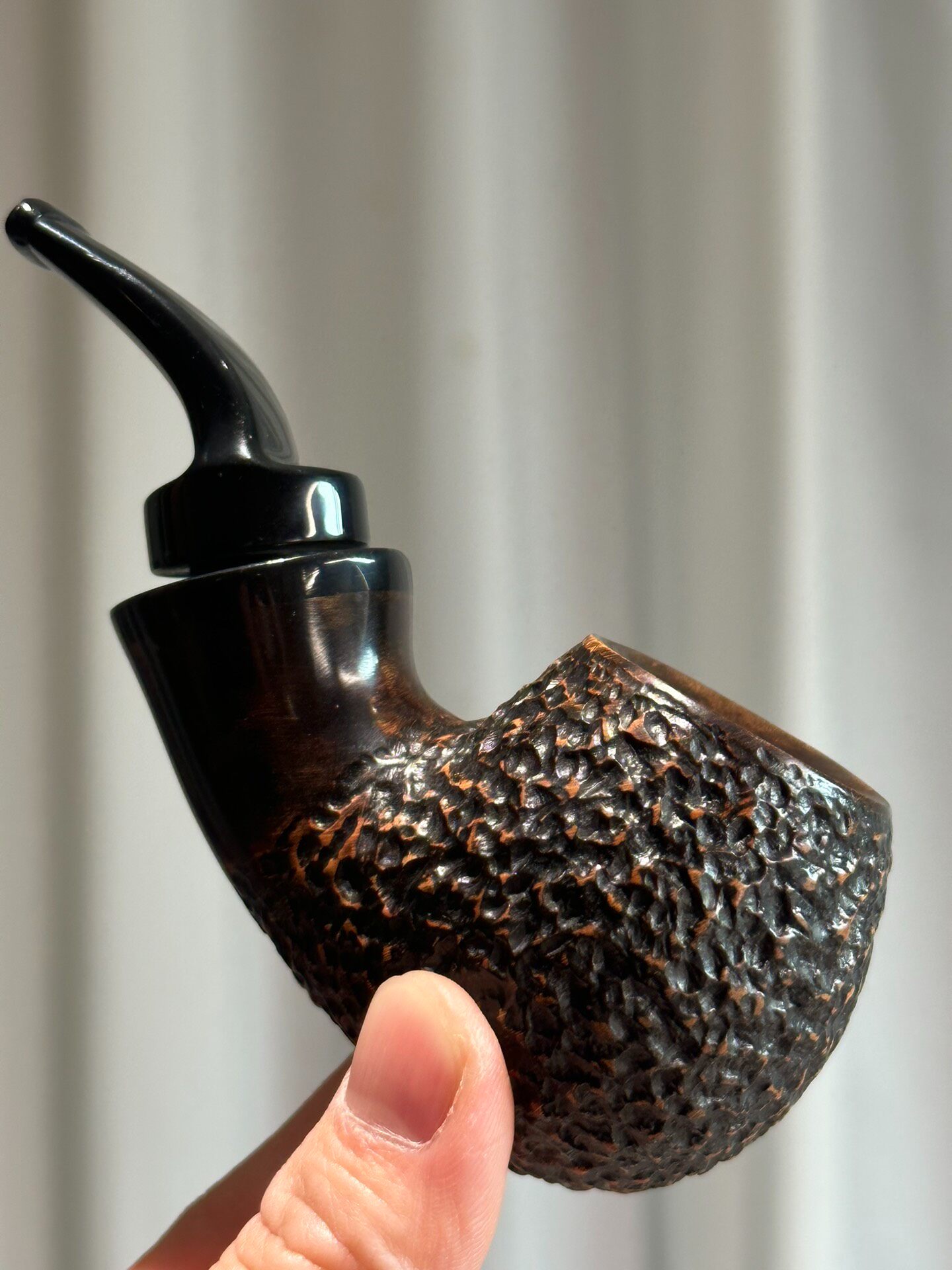 Italian Imported Briar Rusticated Apple Blowfish Pipe | Handmade Air Chamber Pipe