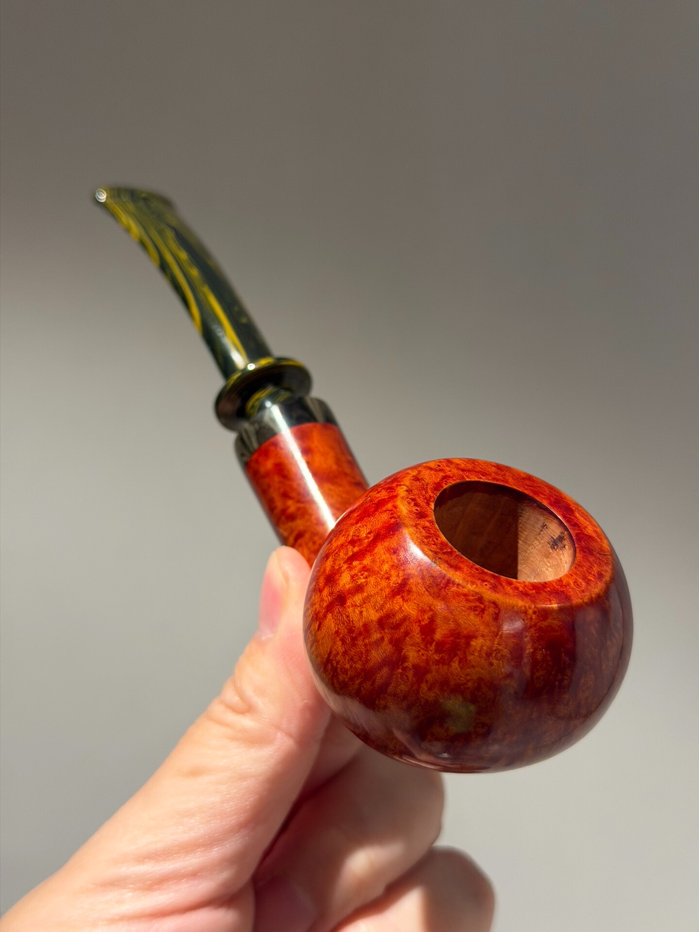 Spanish Imported Briar Apple Prince Pipe | Handmade Flame Grain & Bird's Eye Grain Pipe