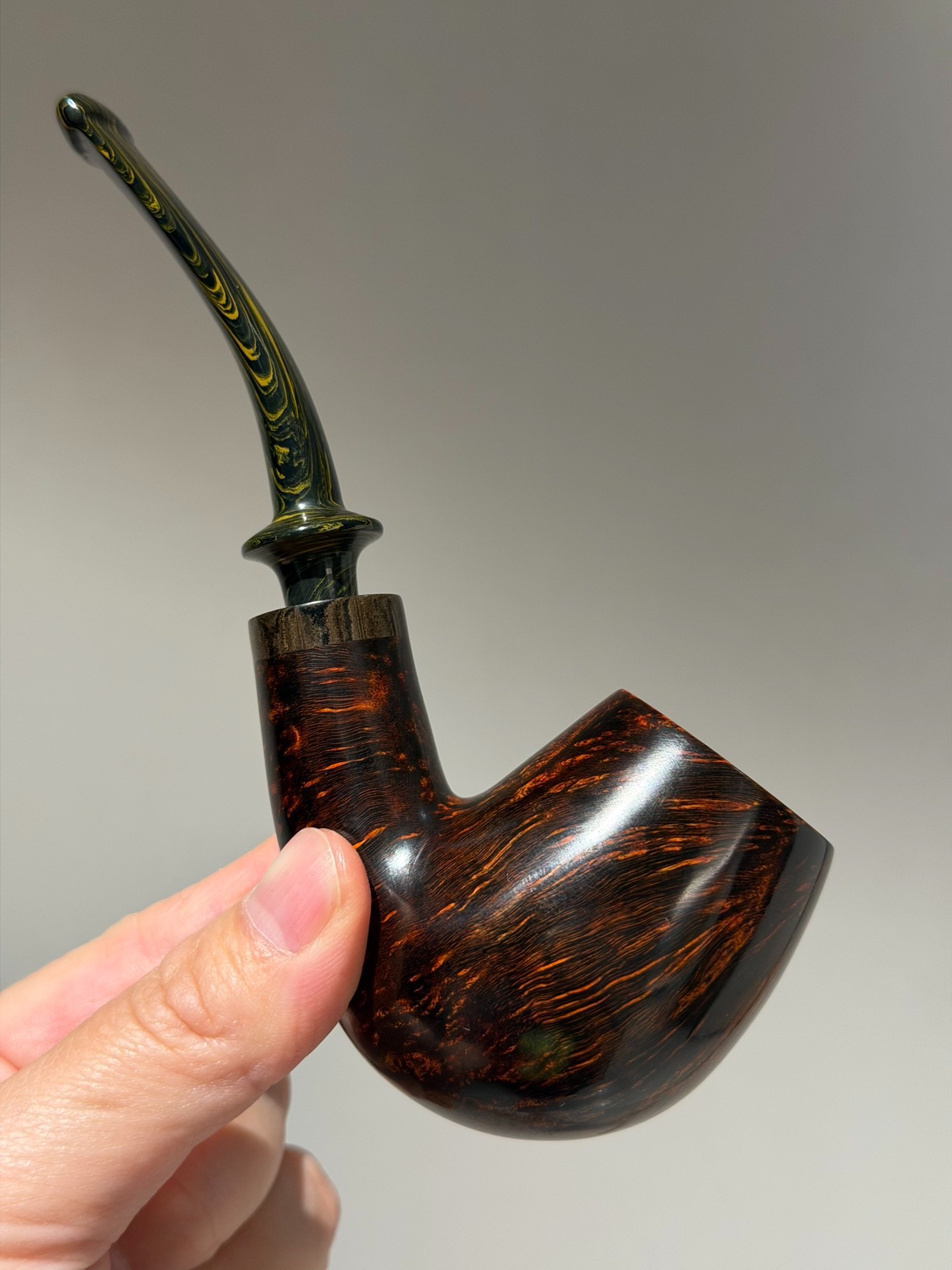 Spanish Imported Briar Holmes Pipe | Handmade Flame Grain Large Bowl Pipe