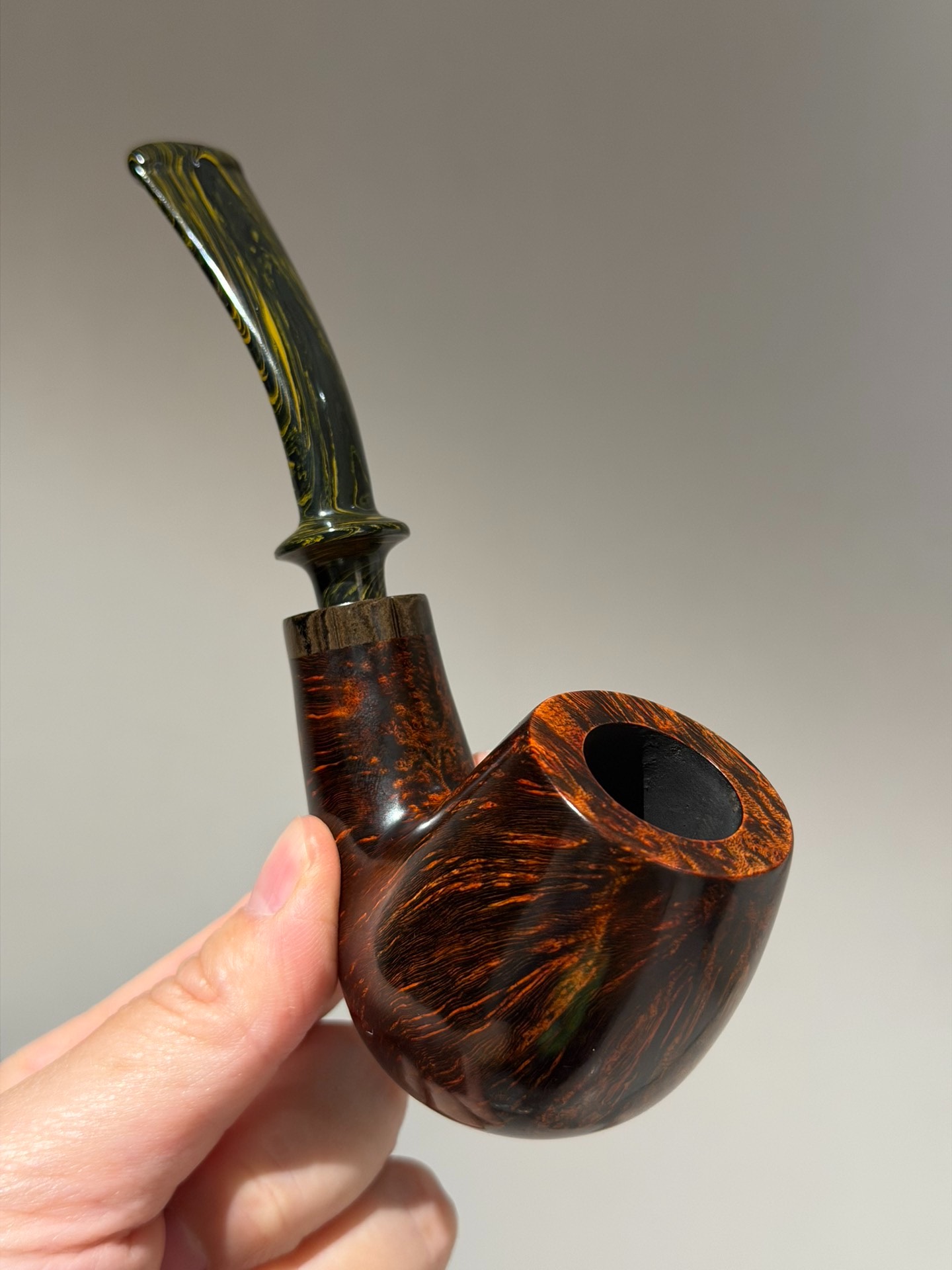 Spanish Imported Briar Holmes Pipe | Handmade Flame Grain Large Bowl Pipe