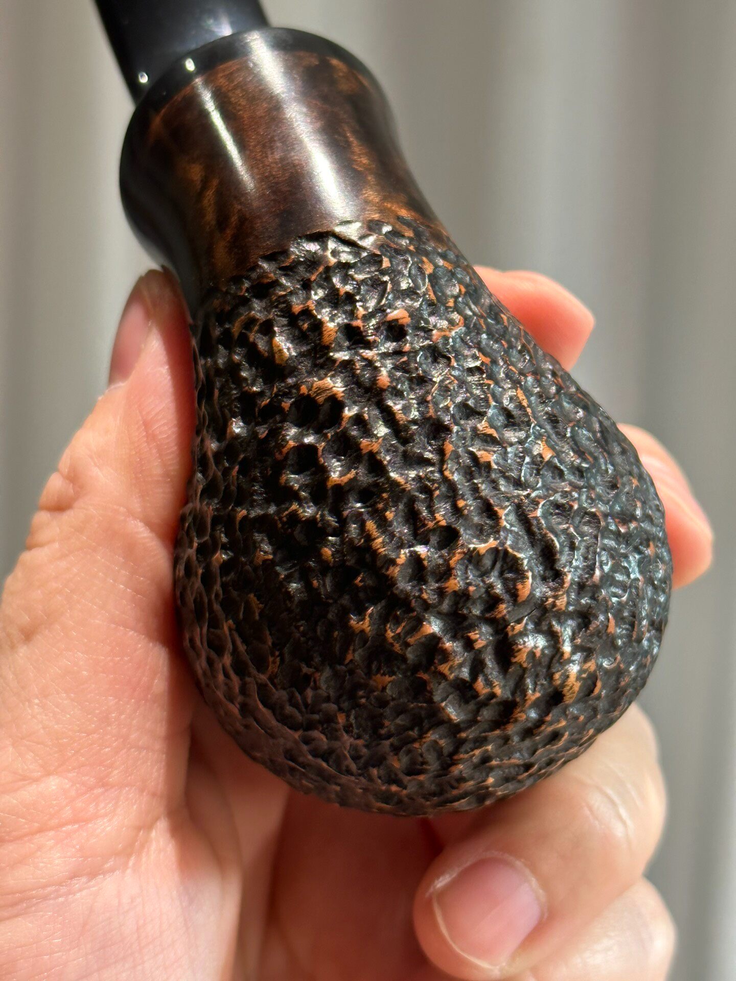 Italian Imported Briar Rusticated Apple Blowfish Pipe | Handmade Air Chamber Pipe