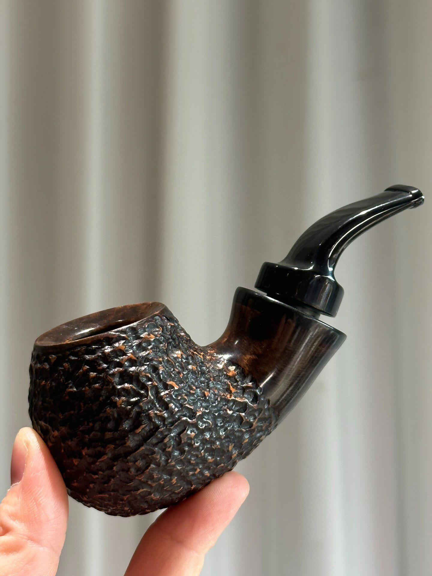 Italian Imported Briar Rusticated Apple Blowfish Pipe | Handmade Air Chamber Pipe