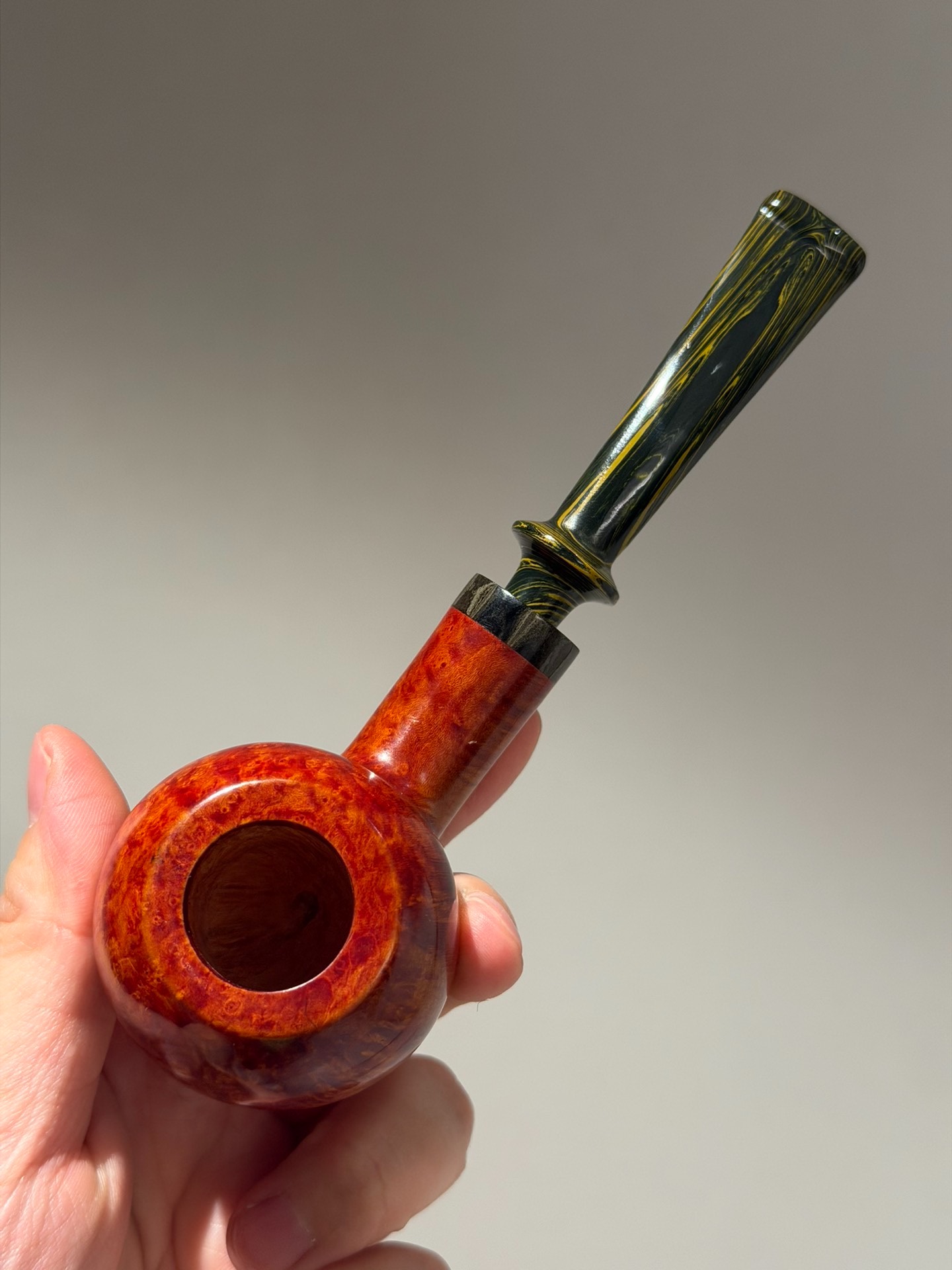 Spanish Imported Briar Apple Prince Pipe | Handmade Flame Grain & Bird's Eye Grain Pipe