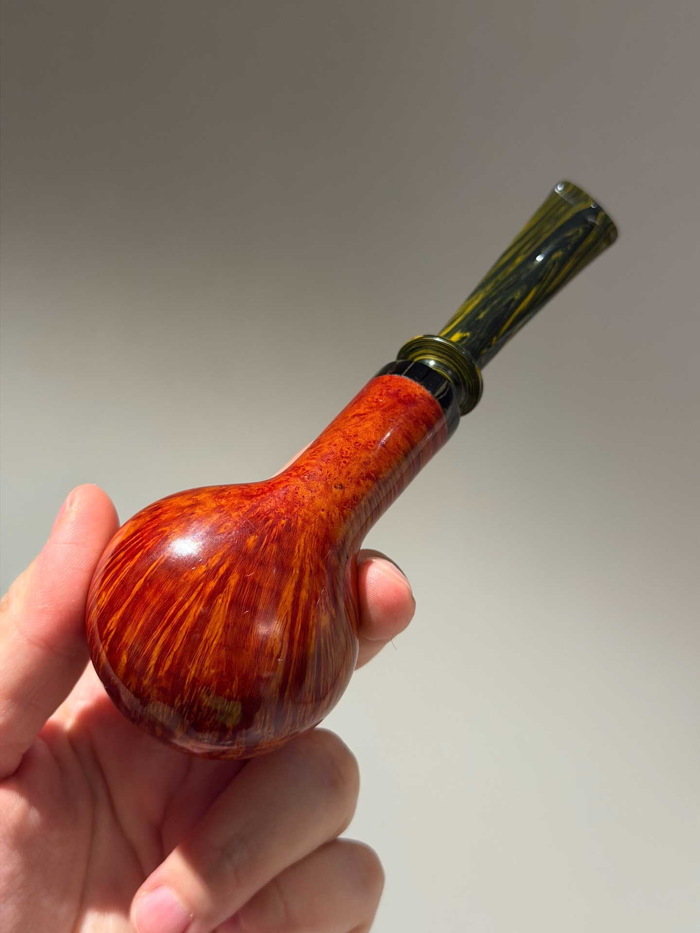 Spanish Imported Briar Apple Prince Pipe | Handmade Flame Grain & Bird's Eye Grain Pipe