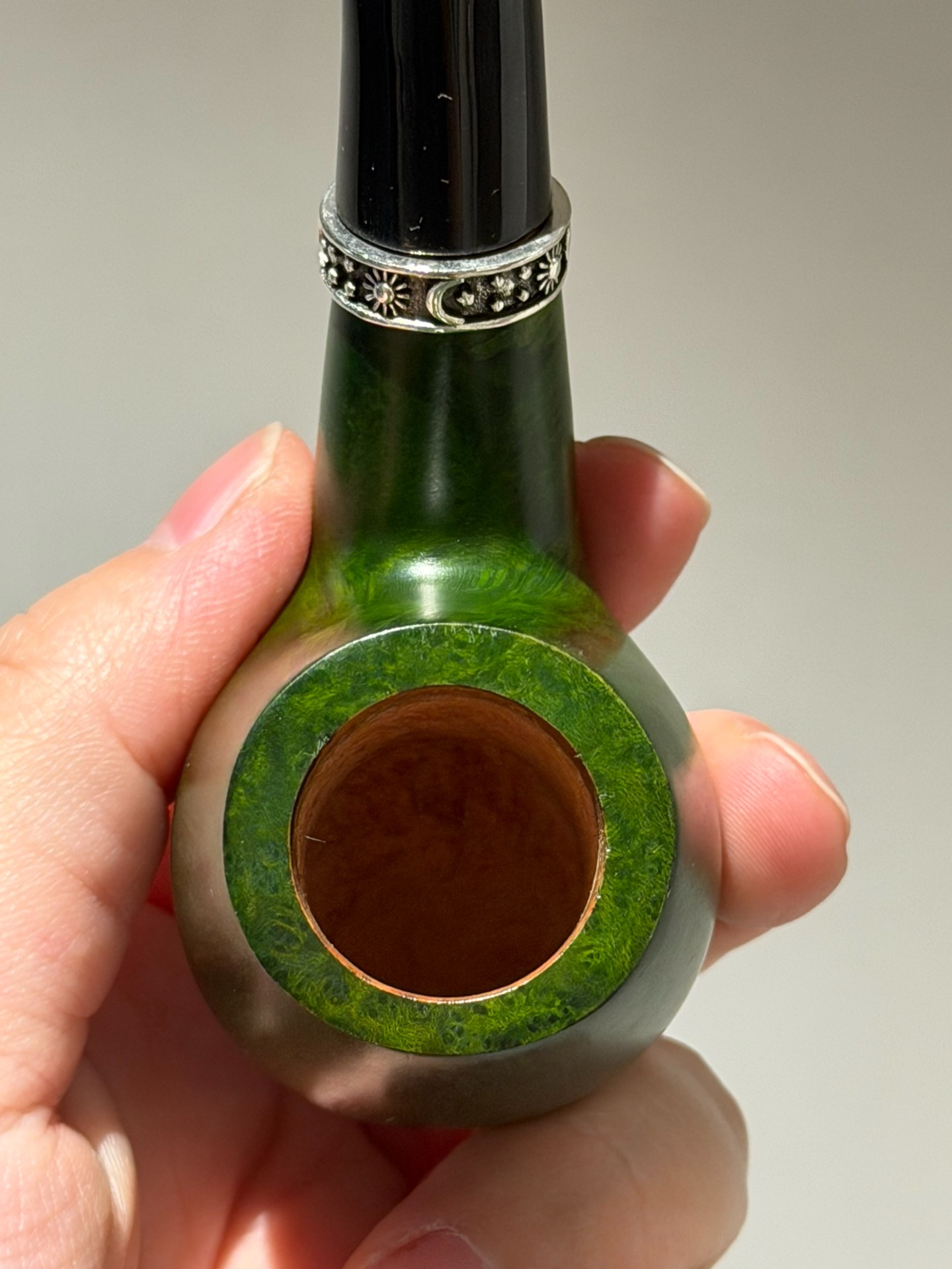 Italian Imported Briar Green Holmes Pipe | 2 Interchangeable Stems Handmade Pipe