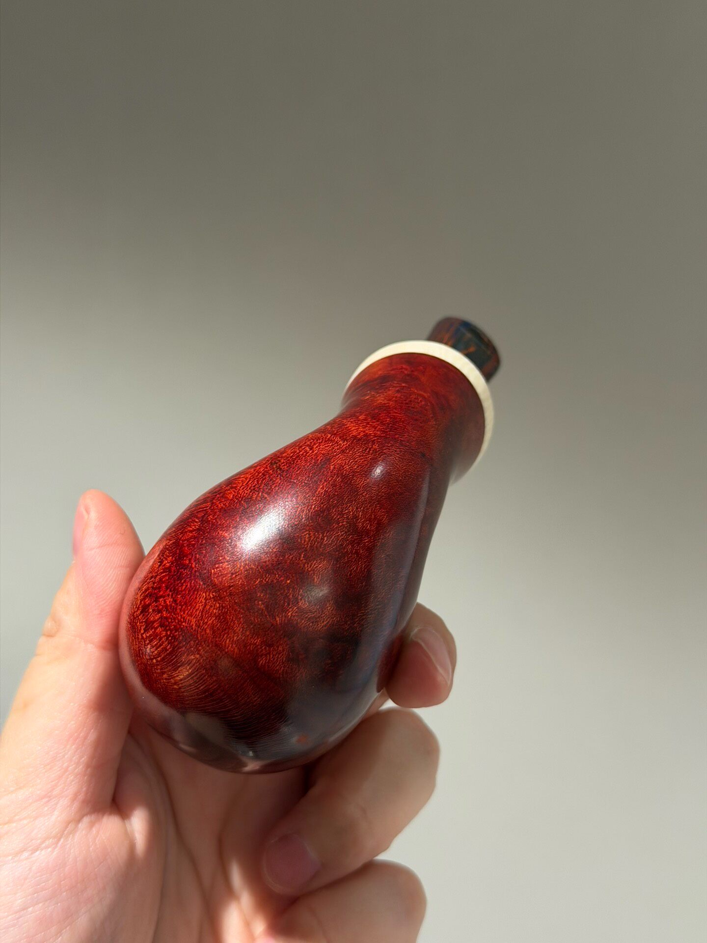 Spanish Imported Briar Blowfish Pipe | Handmade Large Bowl with Amber Acrylic Stem