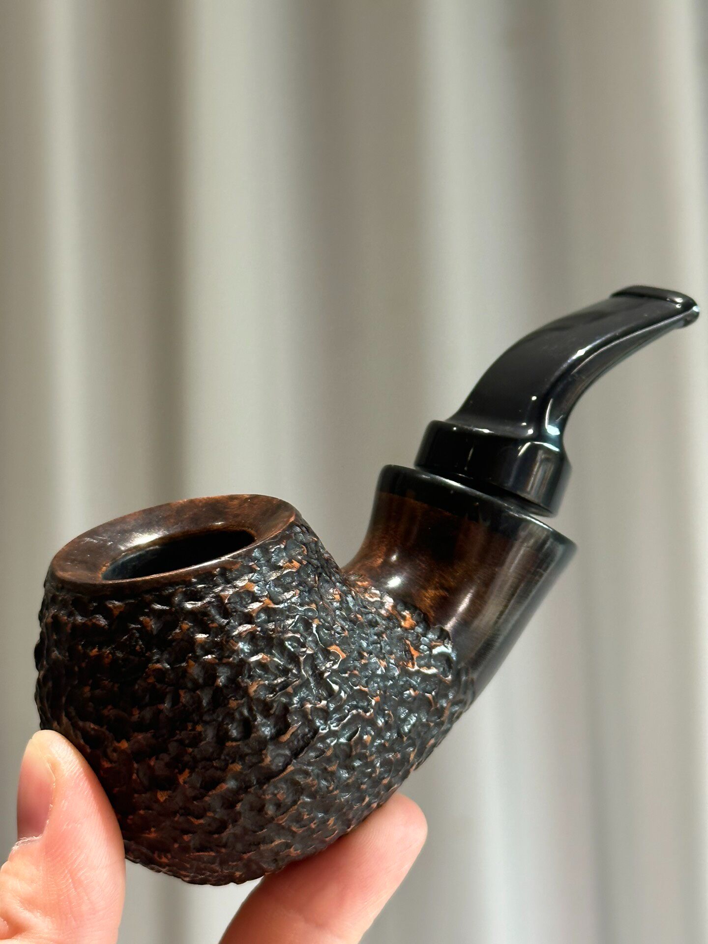 Italian Imported Briar Rusticated Apple Blowfish Pipe | Handmade Air Chamber Pipe