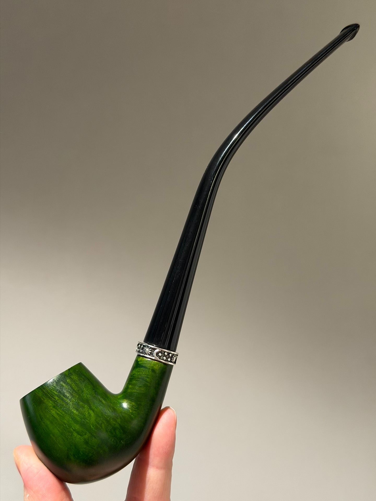 Italian Imported Briar Green Holmes Pipe | 2 Interchangeable Stems Handmade Pipe