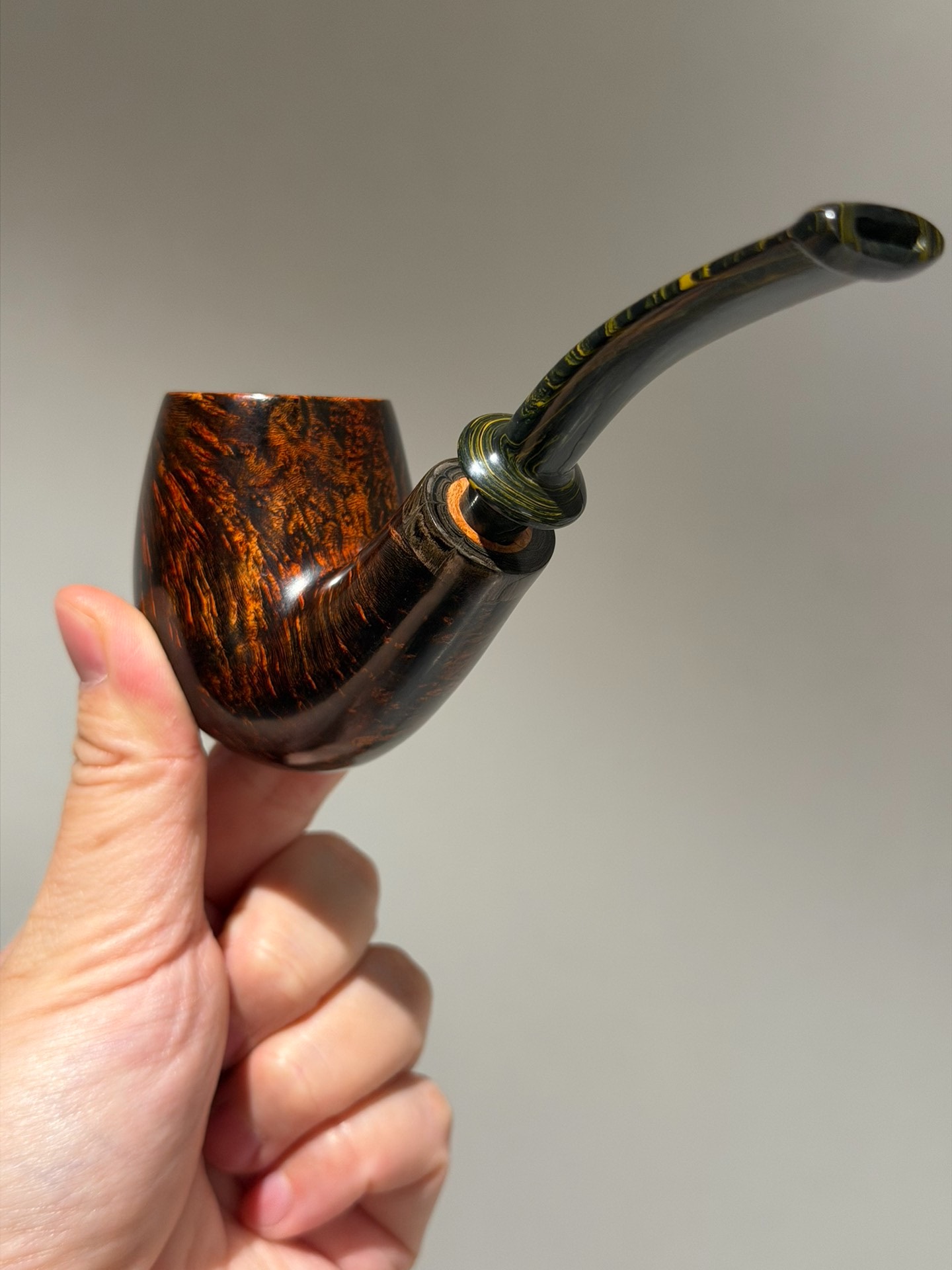 Spanish Imported Briar Holmes Pipe | Handmade Flame Grain Large Bowl Pipe
