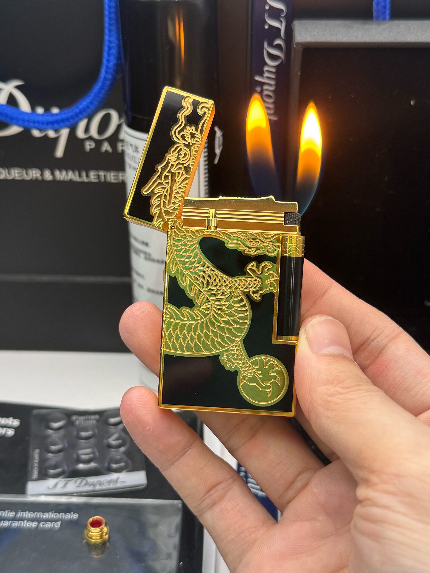 Dragon Year Limited Edition Chinese Lacquer Dual Flame Lighter | Solid Copper Luxury Collector Lighter