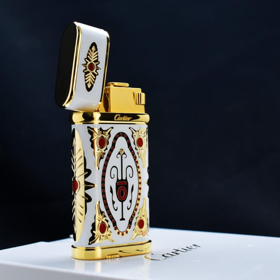Cartier Men's White Gold-Plated Patterned Lighter - View 7