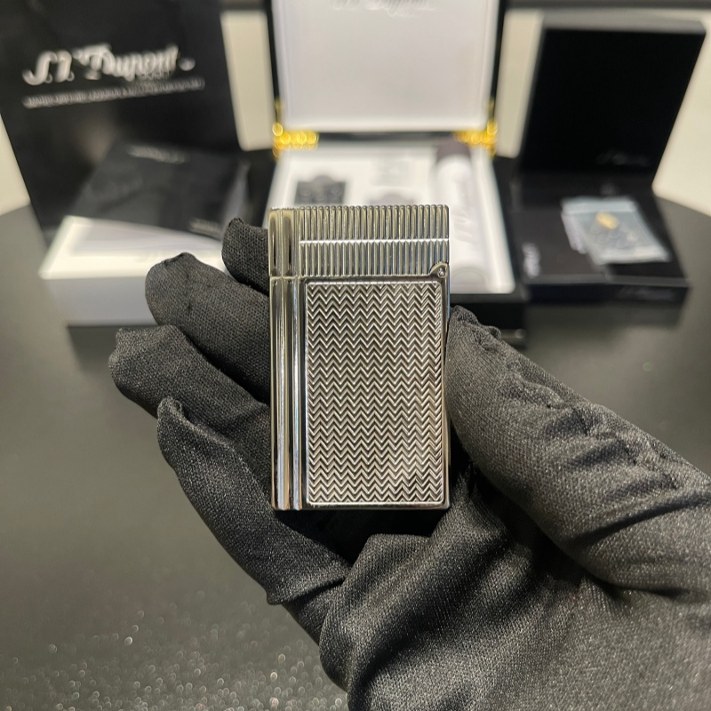 S.T. Dupont Ligne 2 Chevron Palladium Silver Lighter
