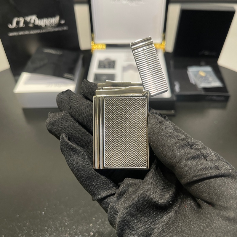 S.T. Dupont Ligne 2 Chevron Palladium Silver Lighter